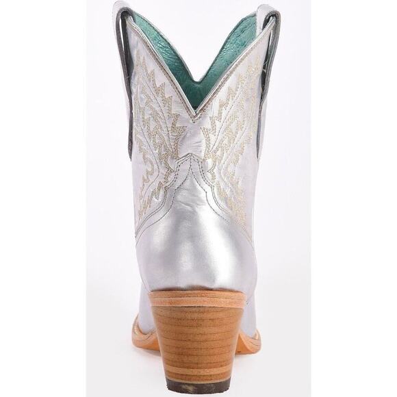 CORRAL WOMEN'S SILVER/TEAL EMBROIDERED ROUND TOE WESTERN COWBOY BOOTS/BOOTIES!! - Picture 3 of 16